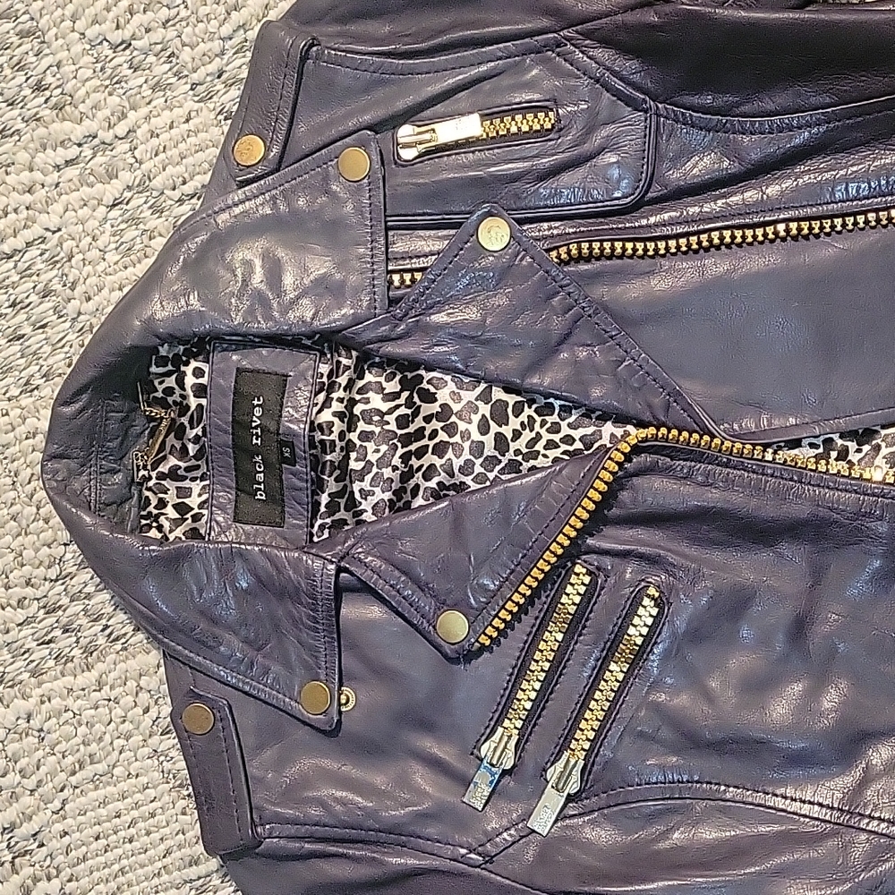 Black Rivet Leather Jacket - Picture 2 of 4